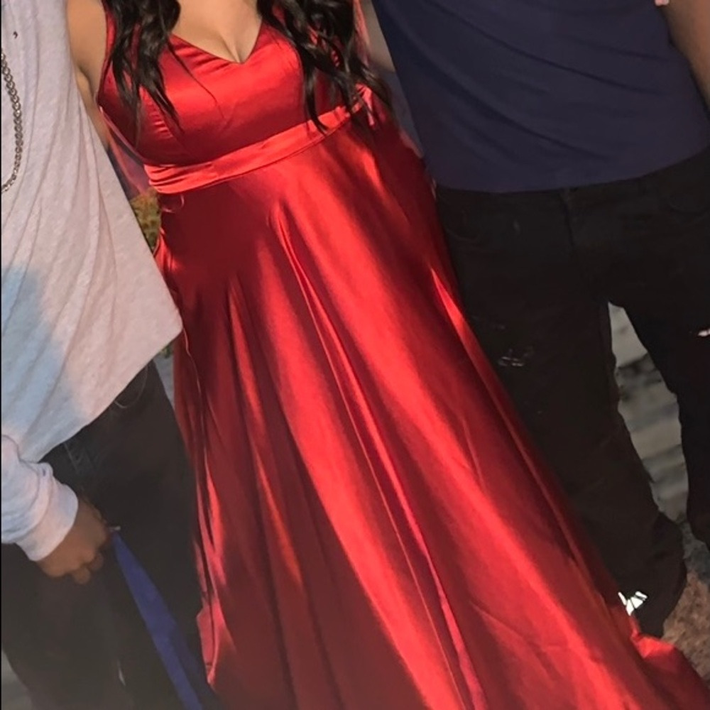 Sequin hearts Long leg slit red dress